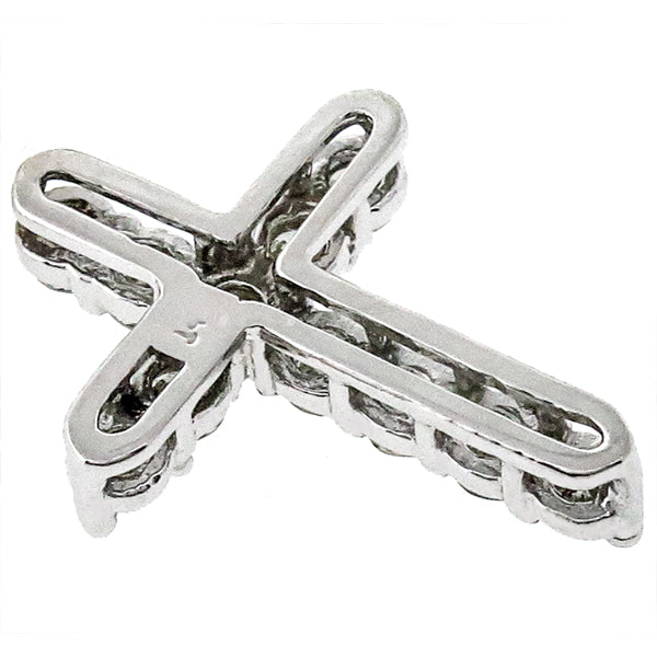 Estate 0.90ct Round Brilliant Diamond 14k White Gold Cross Pendant