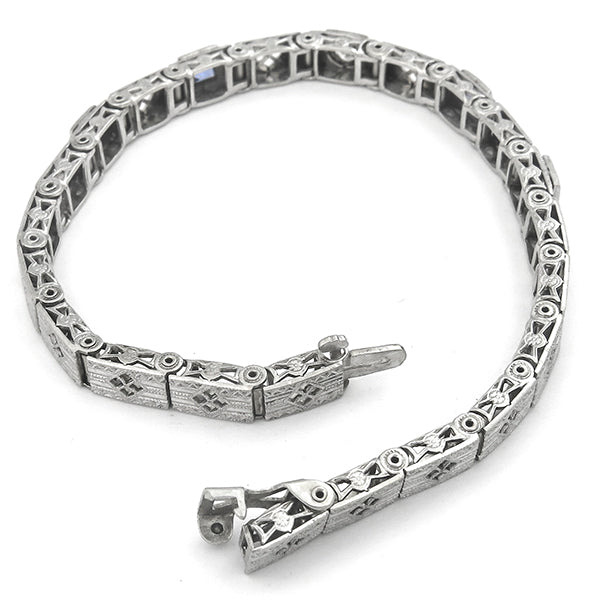 0.30ct Diamond Sapphire White Gold Filigree Bracelet