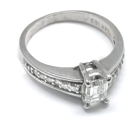 0.50ct Emerald Cut Diamond 14k White Gold Engagement Ring