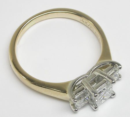 0.5ct Princess Cut 14k Yellow Gold Platinum Diamond Engagement Ring