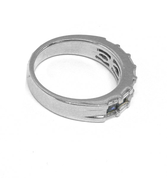 0.65ct Sapphire Diamond Platinum Wedding Band