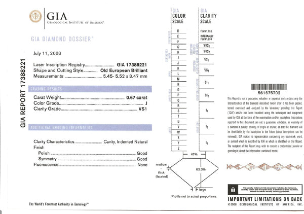 0.67ct Edwardian Platinum Diamond Engagement Ring