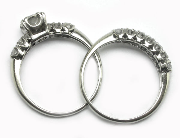0.75 Diamond 14k White Gold Engagement Ring & Wedding Band Set