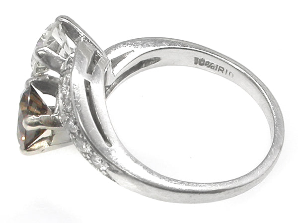 0.75ct Round Natural Fancy Brown and 0.64ct Round White Diamond Ring