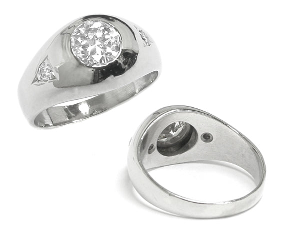 0.77ct Round Brilliant Diamond 14k Gold Gypsy Ring