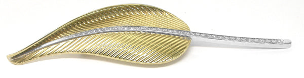 0.80ct Diamond 18k Yellow & White Gold Birds of Paradise Leaf Pin