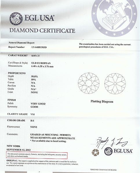 0.95ct Diamond 18k Gold Engagement Ring