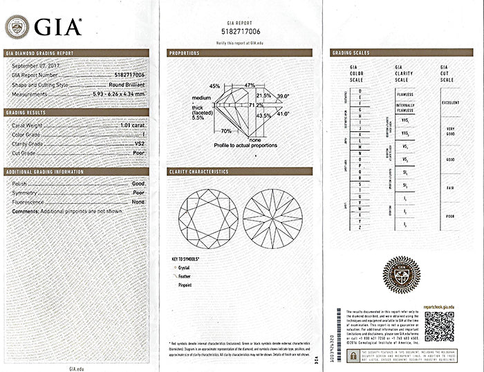 Estate GIA Certified 1.01ct Diamond Engagement Ring