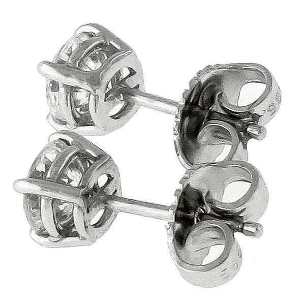 1.03cttw Round Cut Diamond 14k White Gold Studs Earrings
