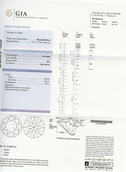 1.04ct Diamond Platinum Engagement Ring