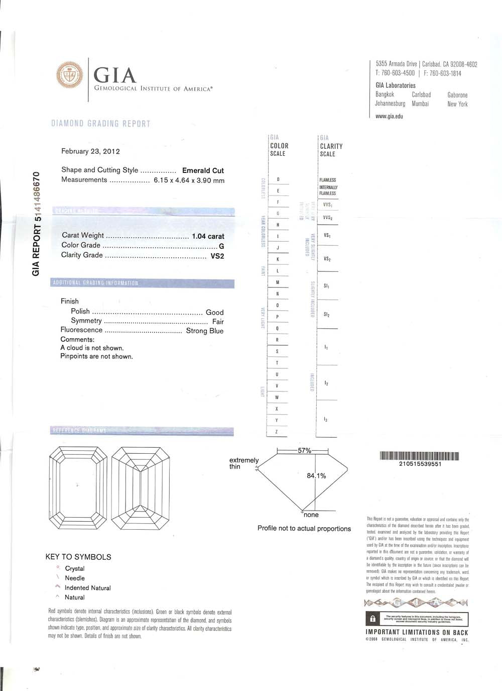 1.04ct Emerald Cut Diamond 18k White Gold Engagement Ring