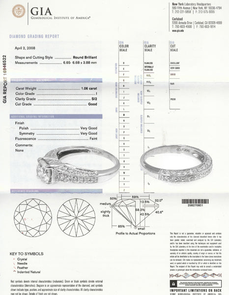 1.06ct Round Brilliant Diamond Engagement Ring & Diamond Wedding Band Set