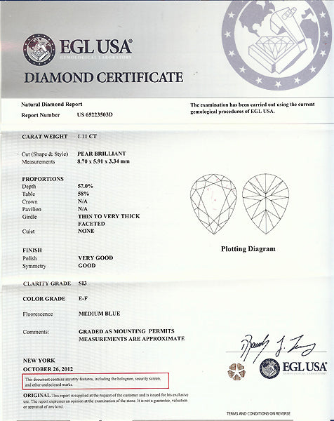 1.11ct Diamond Platinum Engagement Ring