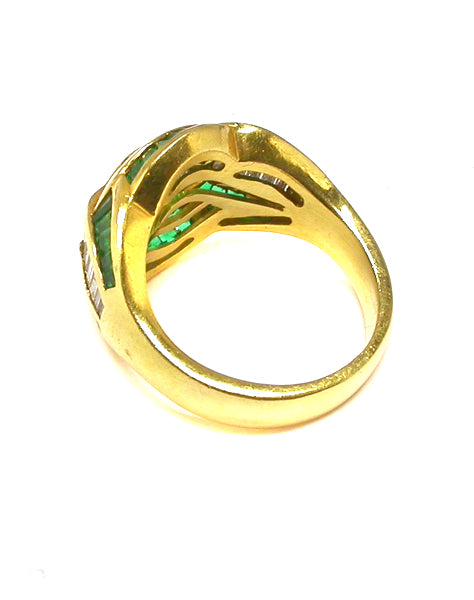 1.15ct Diamond 1ct Emerald18k Yellow Gold Ring