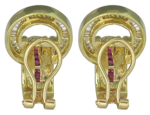 1.20ct Diamond 0.70ct Ruby Earrings