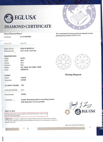 1.21ct Diamond Platinum Engagement Ring