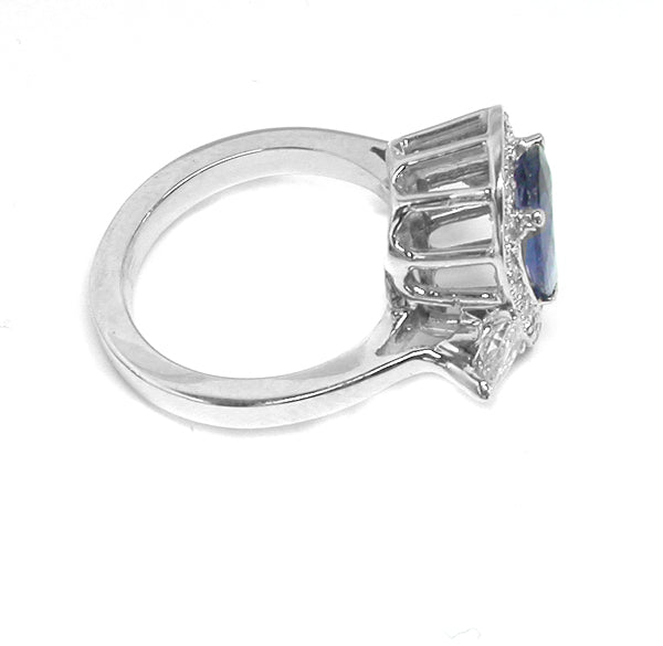 1.27ct Pear Cut Sapphire Diamond 14k White Gold Ring