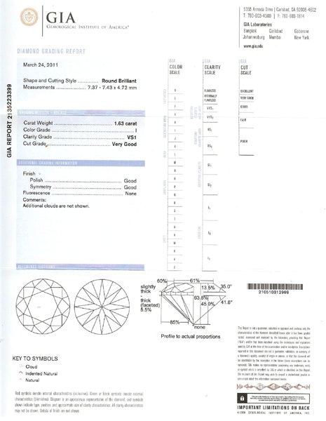 1.63ct Diamond Platinum Engagement Ring