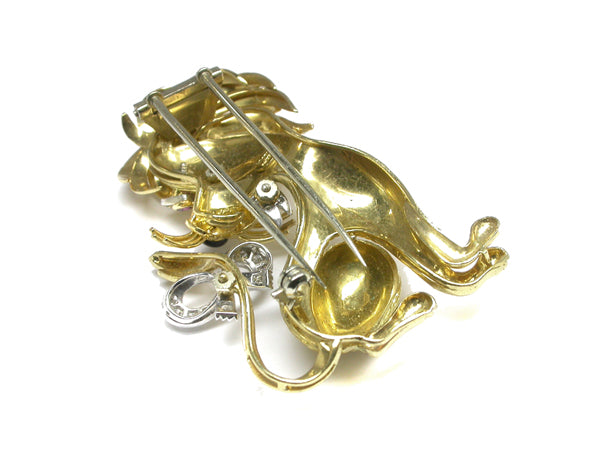 18k Yellow Gold Diamond Lion Pin