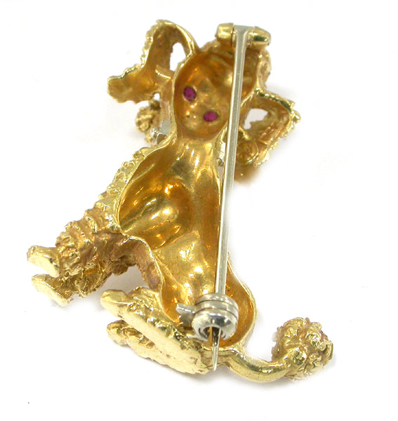 18k Yellow Gold Poodle Dog Pin