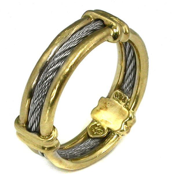 18k Yellow Gold and Silver Band