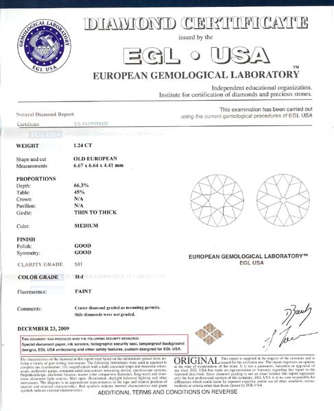 1920's 1.24ct Diamond Platinum Engagement Ring