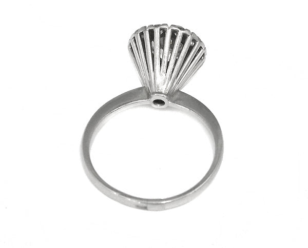 1940s Old Mine Cut Diamond 18k White Gold Ring