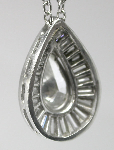1950s 1.10ct Pear Cut Diamond Platinum Pendant Necklace