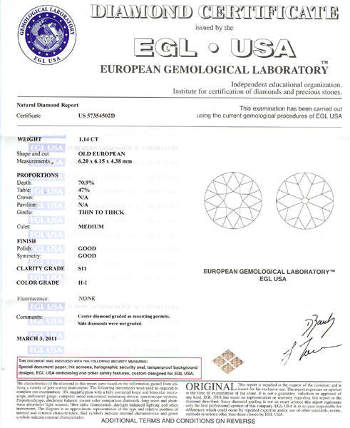 1950s 1.14ct Old European Diamond Platinum Engagement Ring