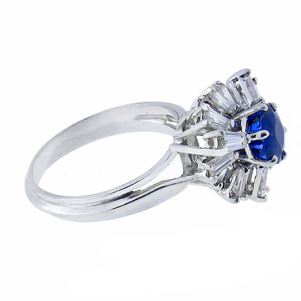 1950s 1.21ct Ceylon Sapphire 0.40ct Diamond Engagement Ring