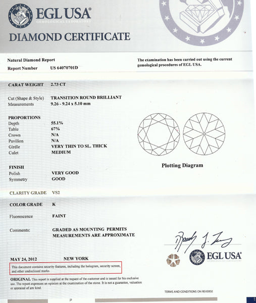 1950s 2.73ct Round Diamond Engagement Ring