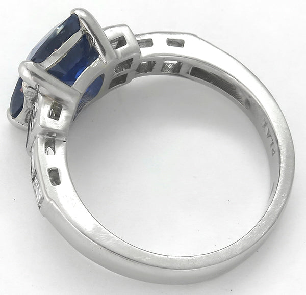 1950s 3.96ct Ceylon Sapphire 0.50ct Diamond Platinum Engagement Ring