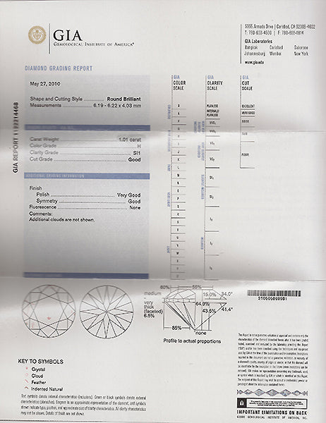 1950's GIA 1.01ct Diamond Platinum Engagement Ring