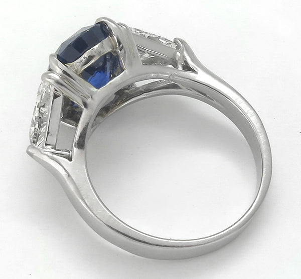1960s 4.39ct Ceylon Sapphire 1.00ct Diamond Platinum Engagement Ring