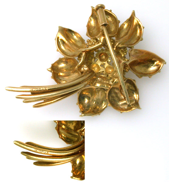 1960s Bulgari 18k Yellow Gold Flower Pin
