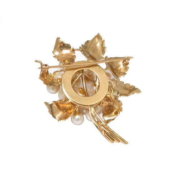 1960s Pearl Gold Flower Pin/ Pendant