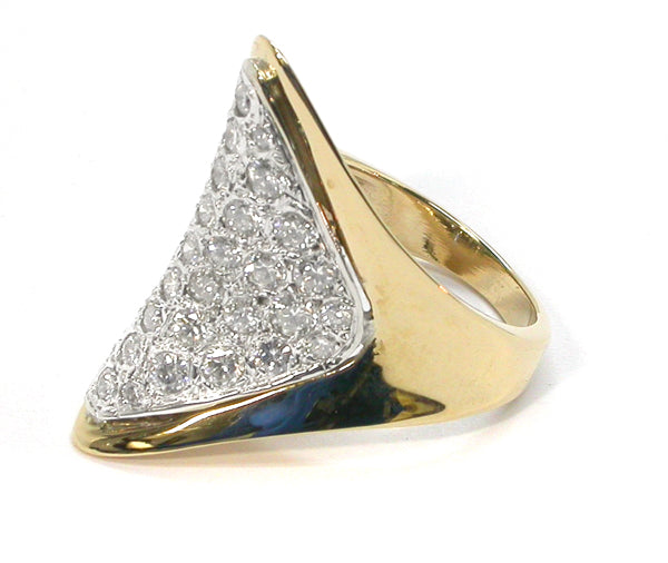 1970s 2.30ct Diamond 14k Yellow and White Gold Ring