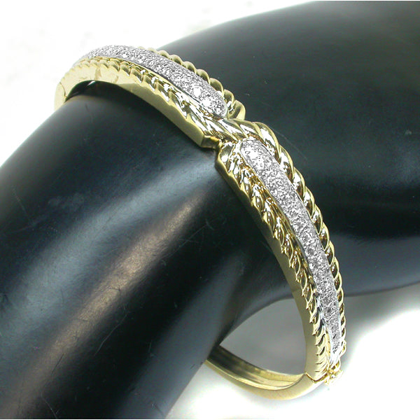 1ct Diamond 14k Yellow and White Gold Bangle