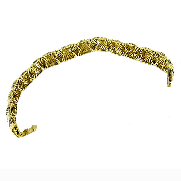 Vintage 2.25ct Round Cut Diamond 14k Yellow Gold Bracelet