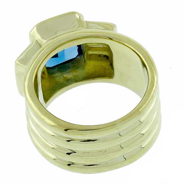 2.00ct Blue Topaz Diamond Godl Ring