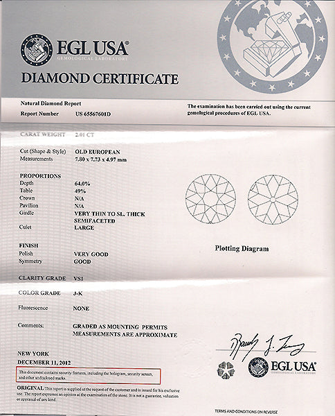 2.01ct Diamond Platinum Engagement Ring