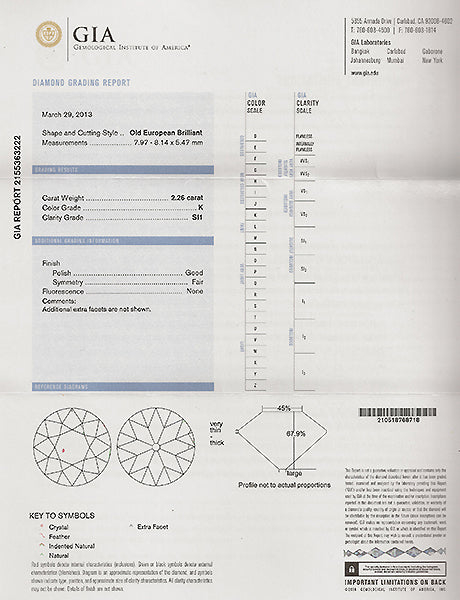 2.26ct Diamond PLatinum Engagement Ring
