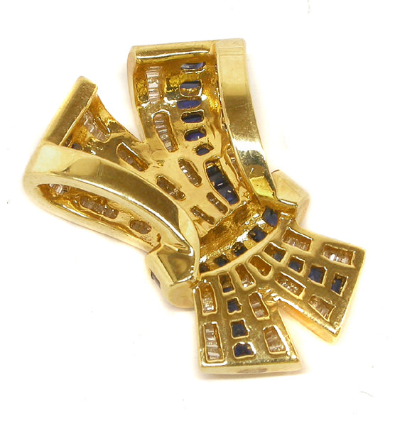 2.5ct Sapphire Diamond 14k Yellow Gold Slide Pendant