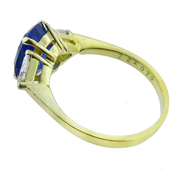 3.06ct Ceylon Sapphire 0.60ct Diamond Gold Engagement Ring