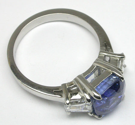 3.21ct Natural Sapphire and Diamond Platinum Engagement Ring