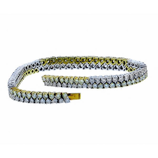 3.32ct Natural Fancy Yellow & 3.32ct White Diamond 2 Tone Gold Bracelet