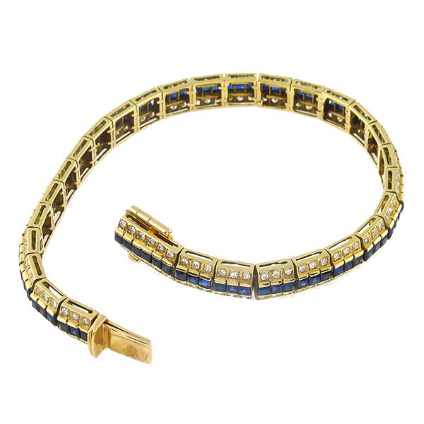3.60ct Sapphire 2.70ct Diamond Gold Bracelet