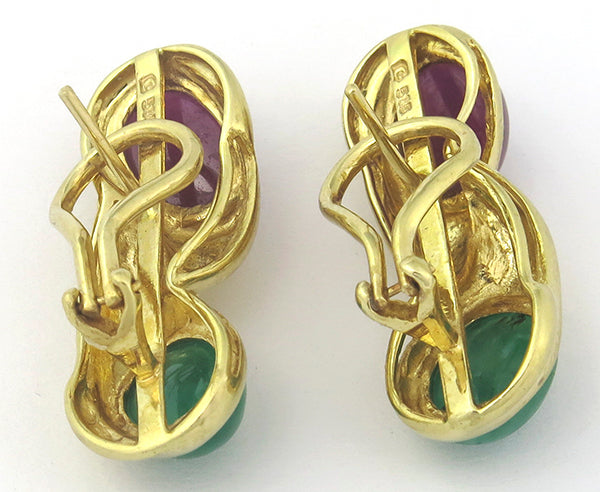 6.00ct Ruby 5.00ct Emerald Gold Earrings