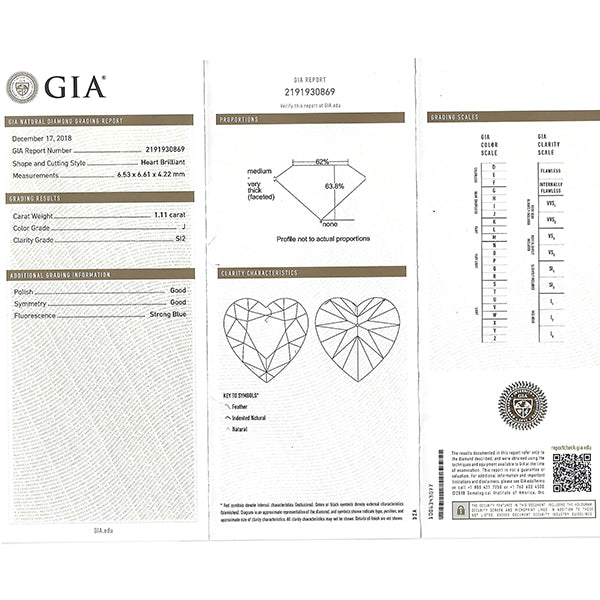 GIA Certified 1.11ct Heart Shape Diamond 18K White And Pink Gold Engagement Ring