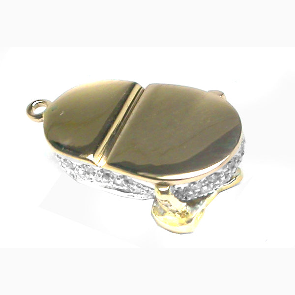 Aaron Basha Style Diamond 18k Yellow & White Gold Baby Shoe Charm Pendant